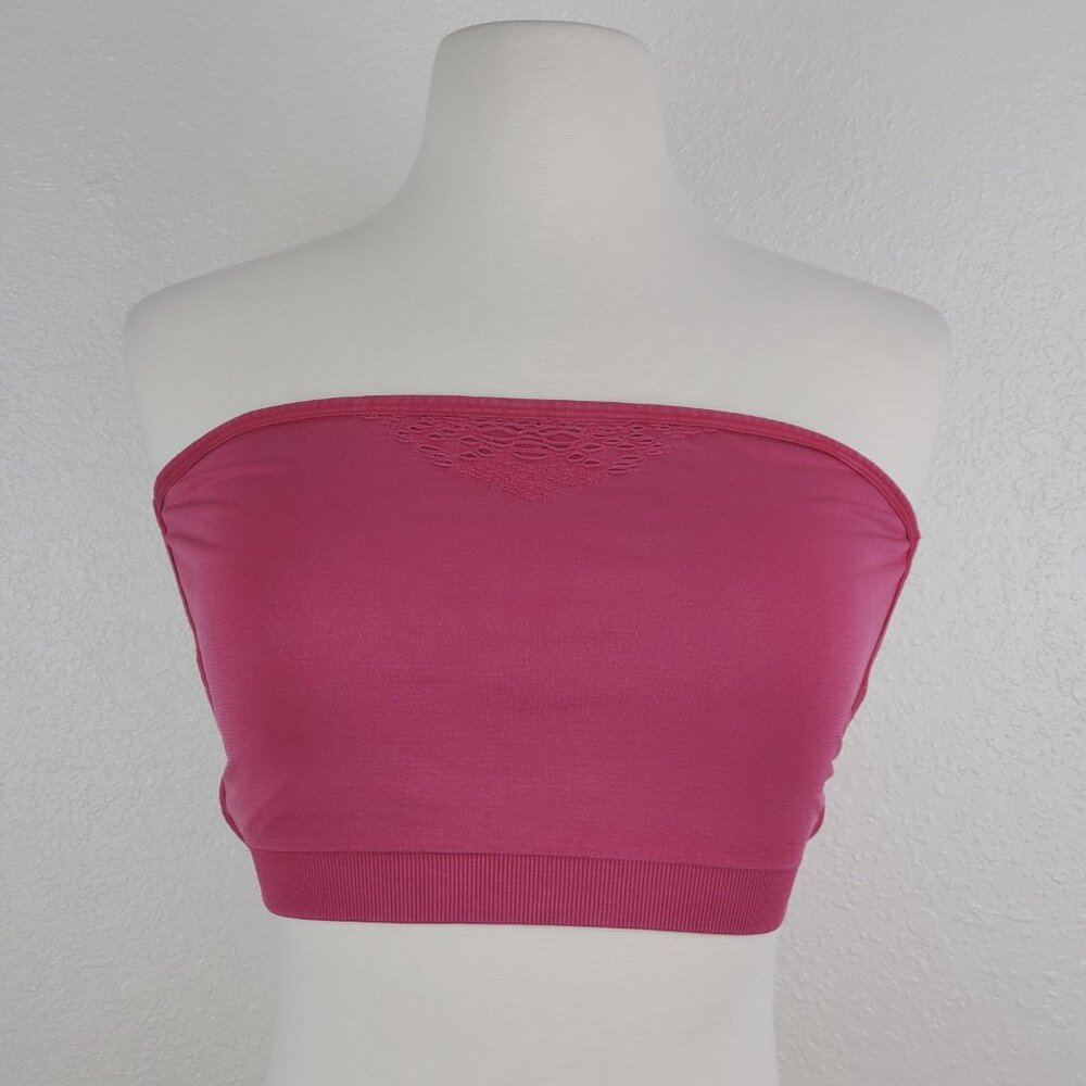 Jasmine & Ginger Cerise Red Knit Jersey Open Back Bandeau Bra Crop Top Large NWT - Picture 2 of 9